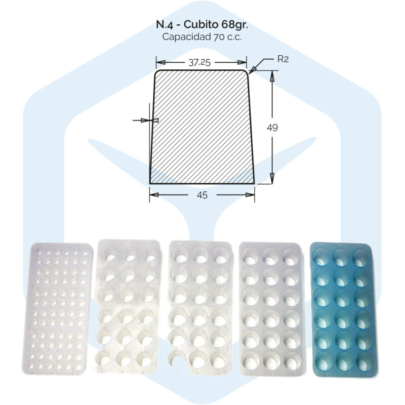 Bandeja para cubito de hielo n4. de 68gr.